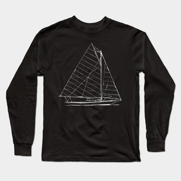 Sailboat Nautical Design Sketch - Sailing Long Sleeve T-Shirt by Dibble Dabble Designs